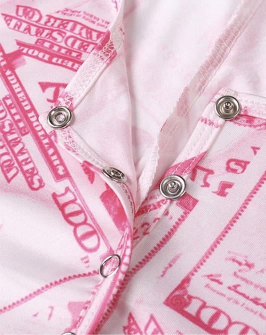 Long Sleeve Whole Lotta Money One Piece Romper Loungewear Costume