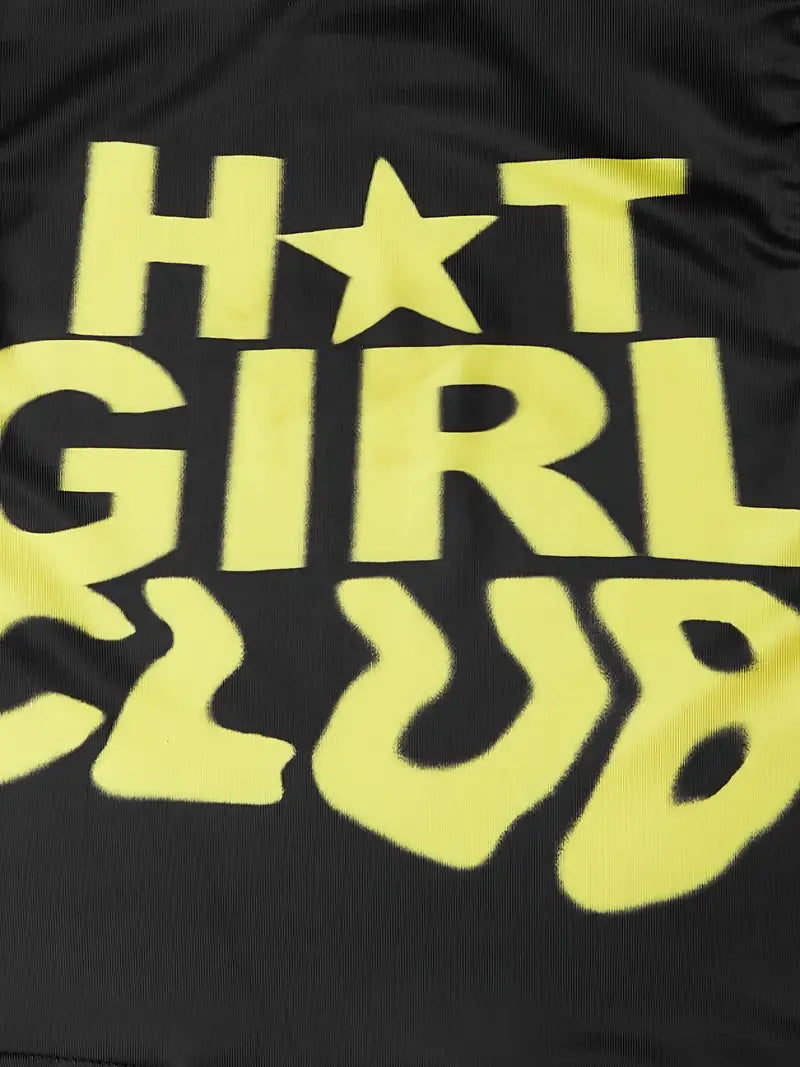 WOMEN'S SLEEVELESS PUNK GRAPHIC PRINT CROP TOP "HOT GIRL CLUB"