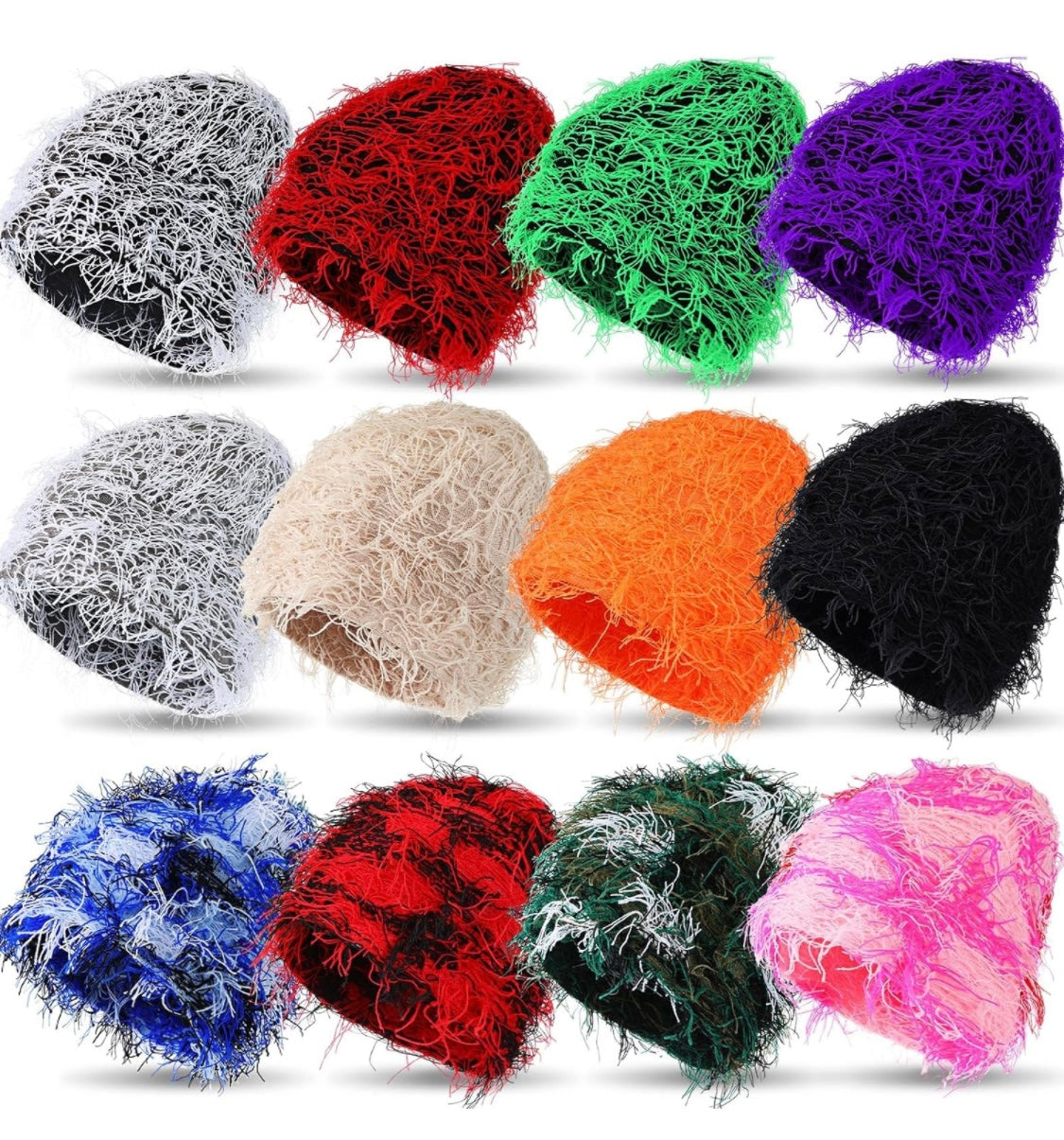 DISTRESSED KNITTED FUZZY BEANIE HAT UNISEX