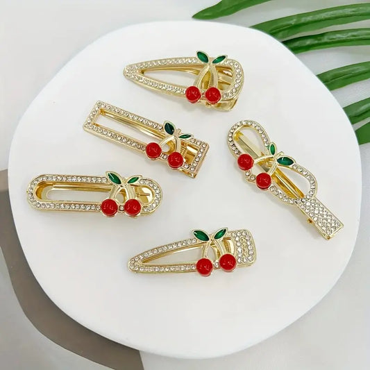 1 PC RHINESTONE CHERRY HAIR CLIPS