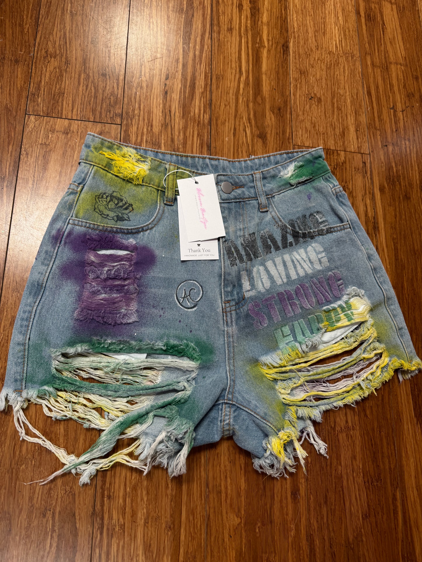 "PURELY AMAZING" CUSTOM MARDI GRAS SHORTS