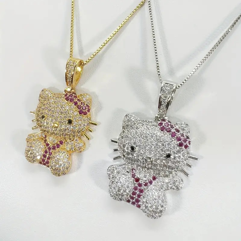 HELLO KITTY BLING PENDANT NECKLACE