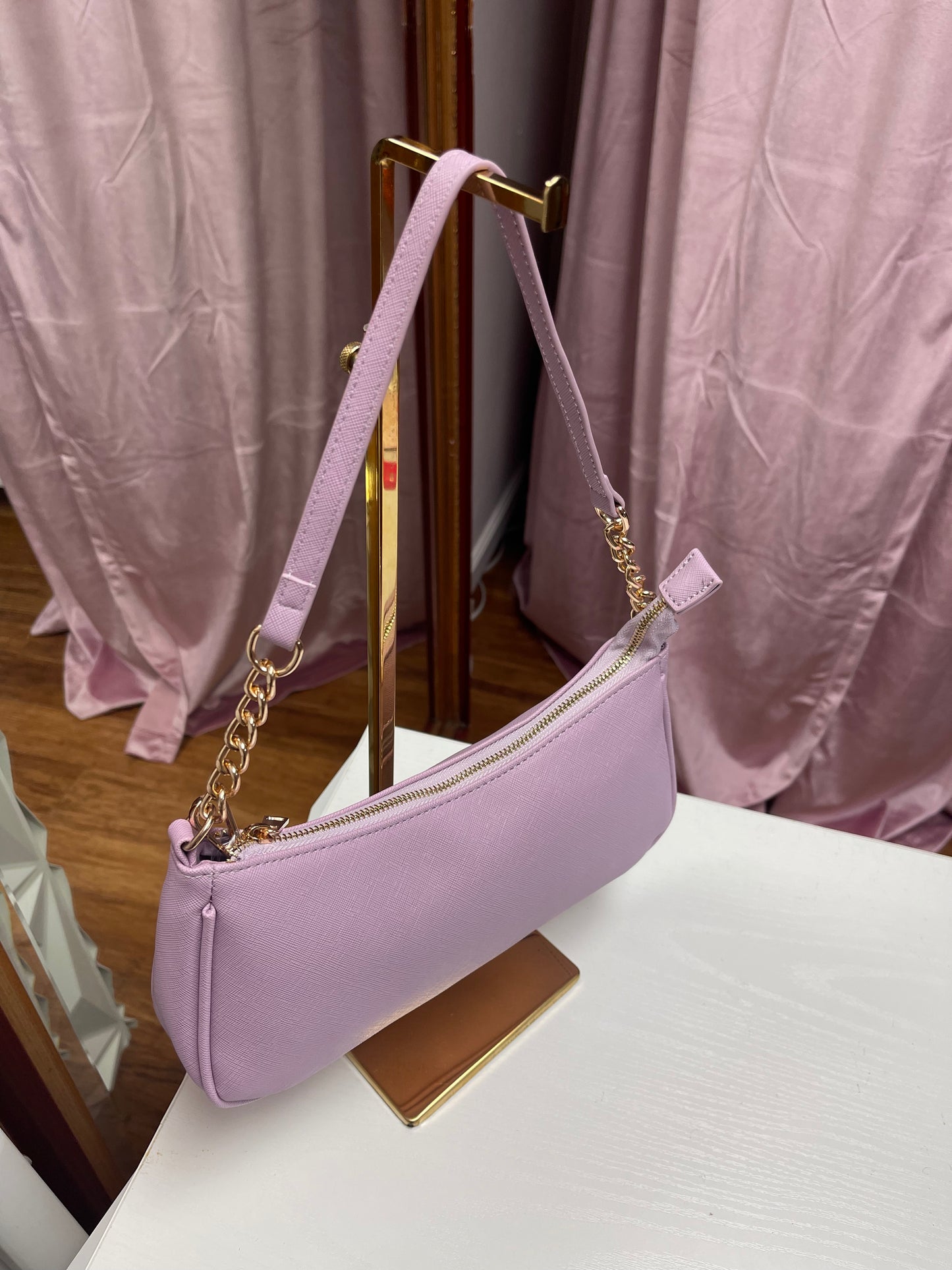 Womens Lavender Gold Chain Handbag