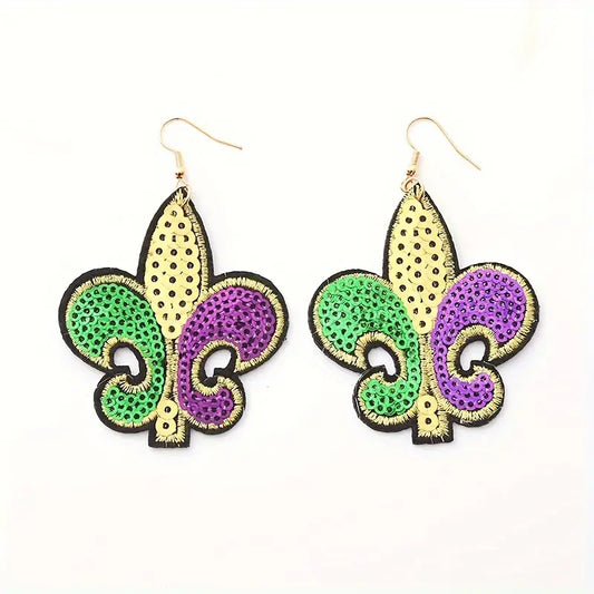 SEQUINS JEWLERY EARRINGS FLEUR DE LIS