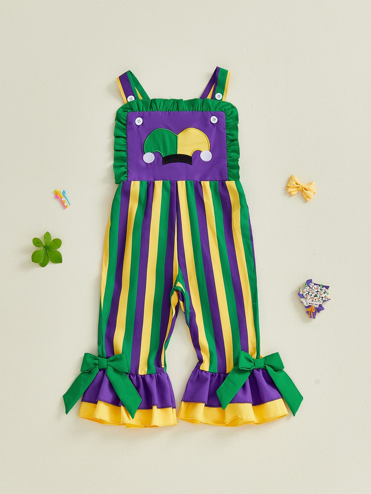 Toddler Girl Overalls Outfit Sleeveless Bell-Bottom One Piece Romper Jumpsuit