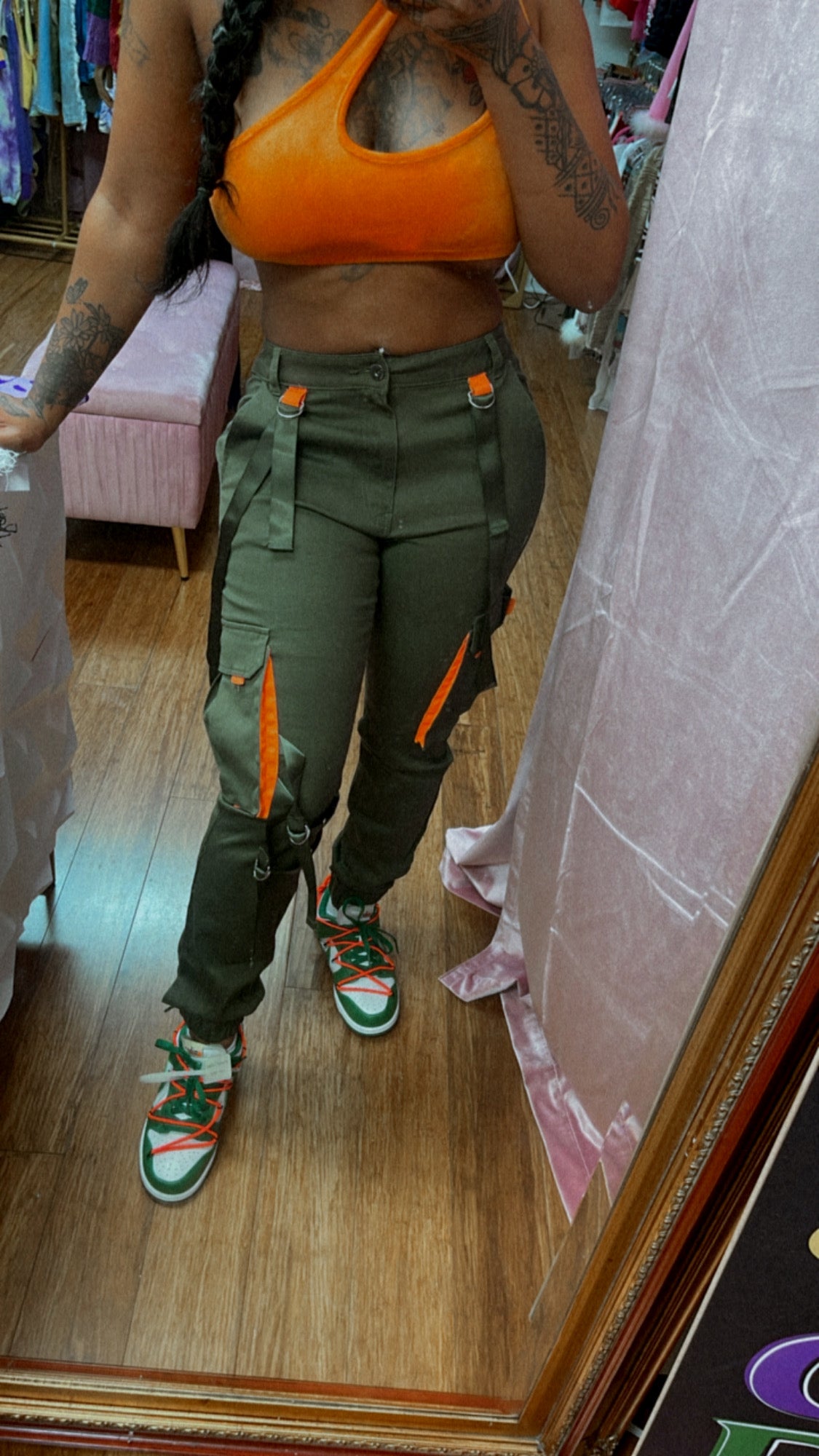 REDFOX STREETWEAR HIGH WAISTED CARGO PANTS