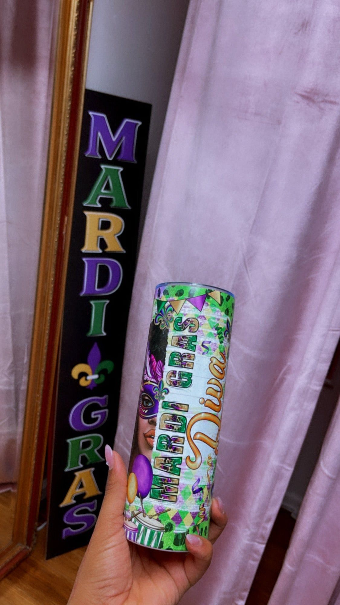 20oz Mardi Gras Print Tumbler Stainless Steel Cup