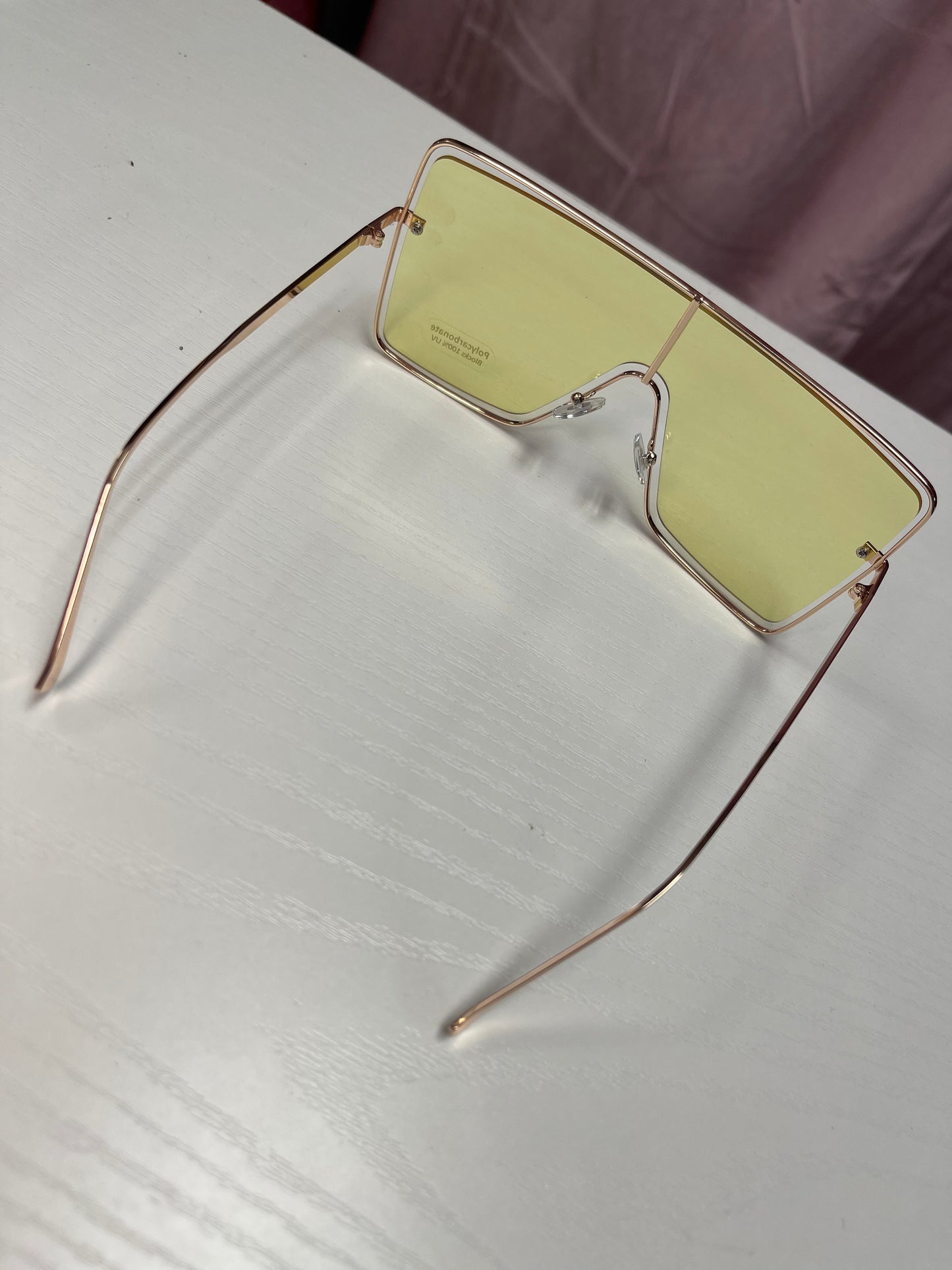 Retro Rectangle Sunglasses Gold Frame Melly Yellow Shades