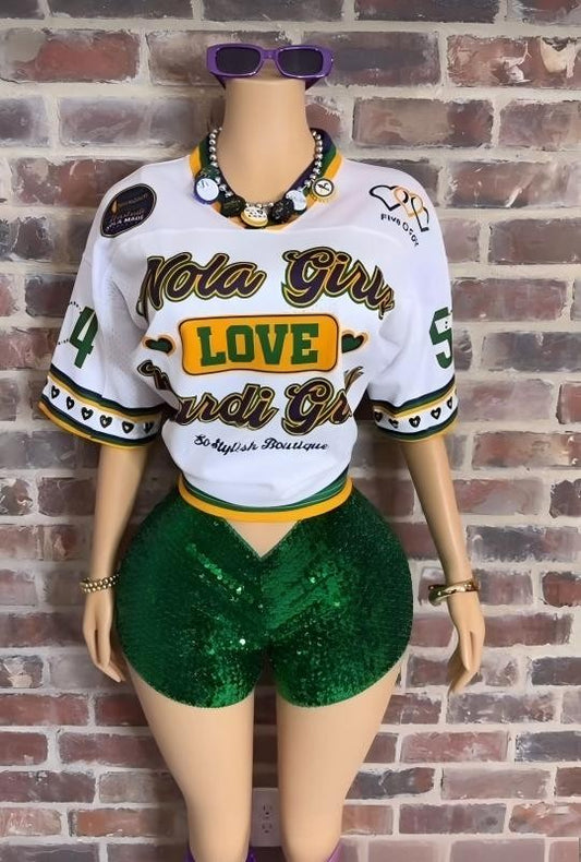 NOLA GIRL LOVE MARDI GRAS JERSEY TOP