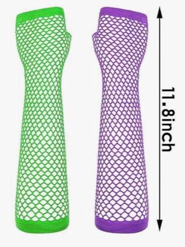 1 Pair Colorful Mix-Match Fishnet Hand Arm Stocking Gloves Accessories