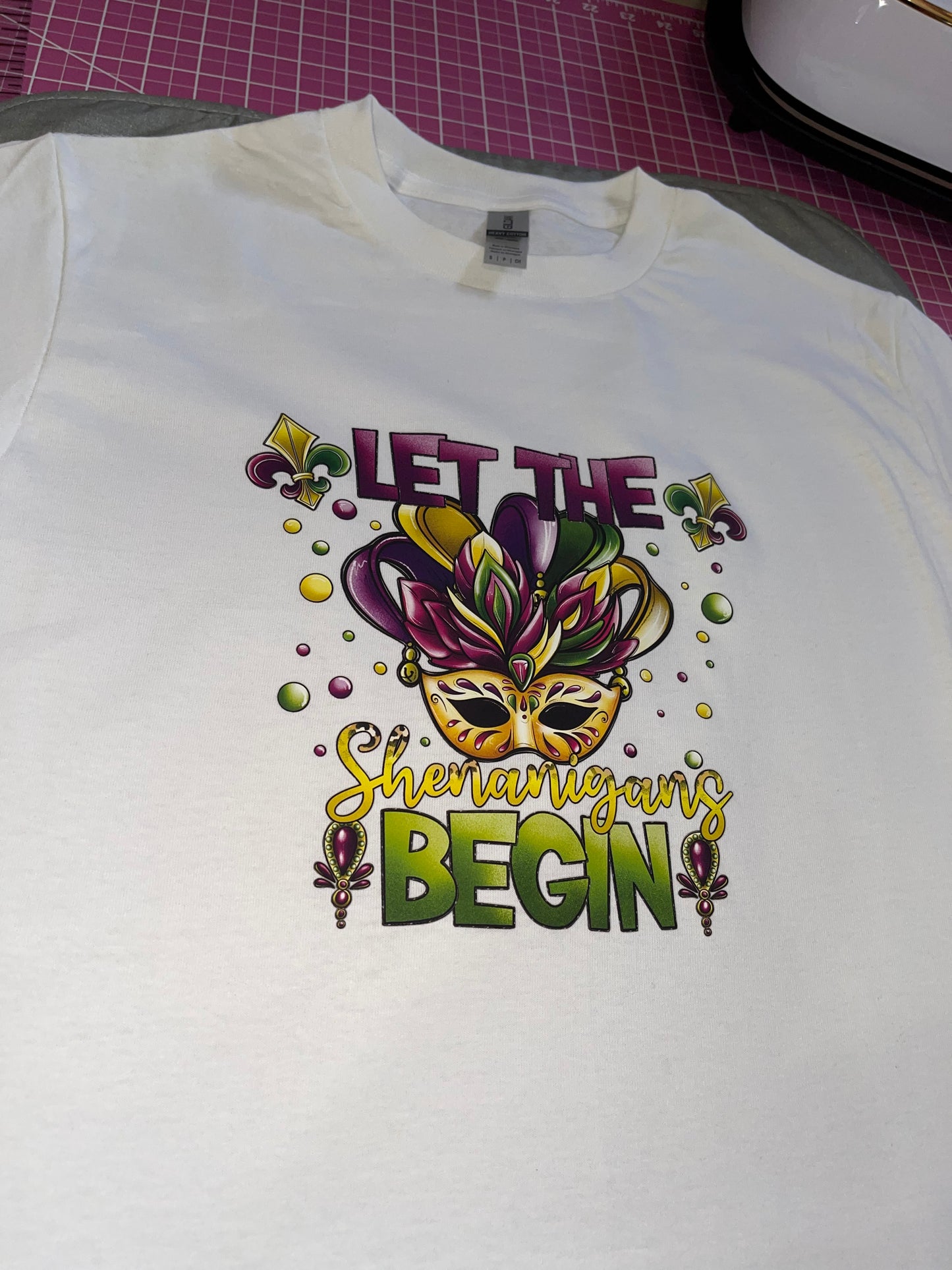 LET THE SHENAIGANS BEGIN MARDI GRAS GRAPHIC T SHIRT