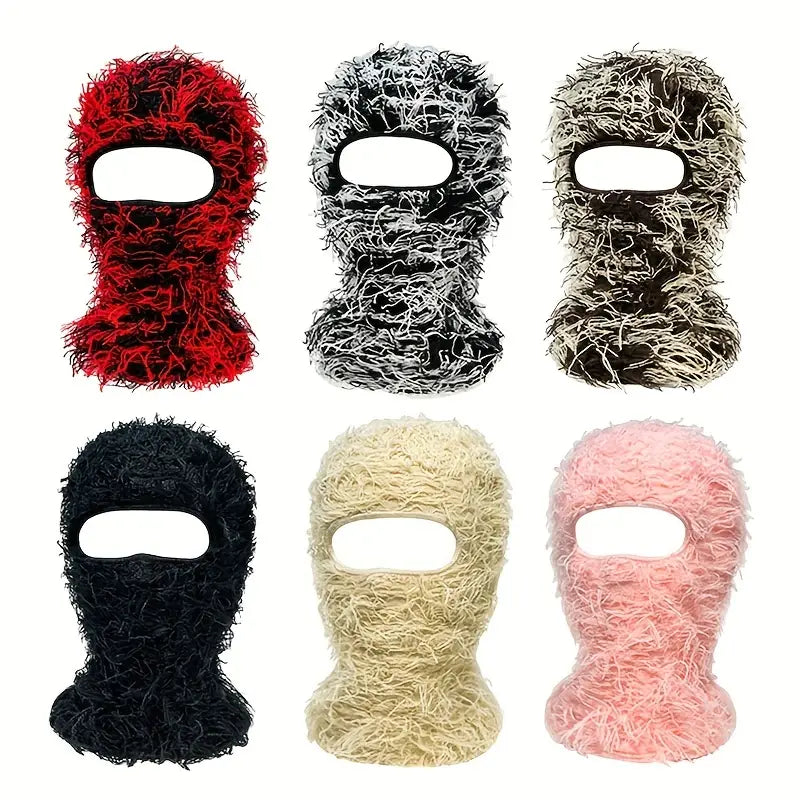 Fringe Casual Windproof Balaclava Distressed Knitted Ski Face Mask UNISEX