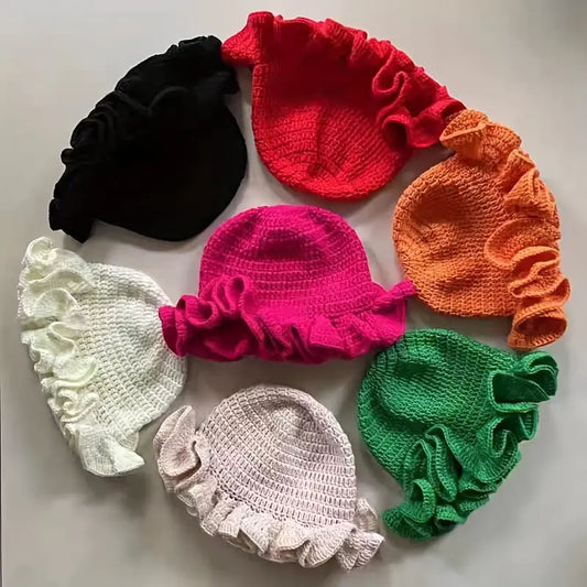 HANDMADE CROCHET KNITTED BUCKET HATS "IN FULL BLOOM"