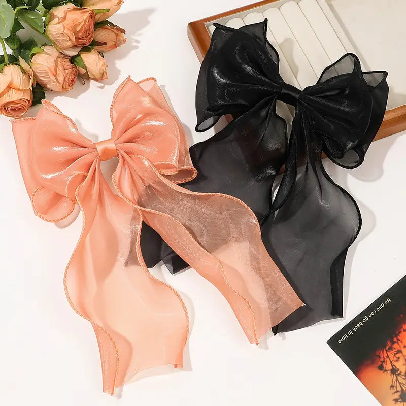 CHIFFON SHEER BOW HAIR CLIP ACCESSORIES