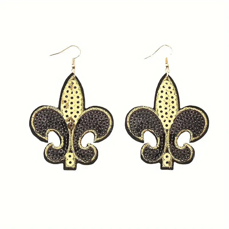 SEQUINS JEWLERY EARRINGS FLEUR DE LIS