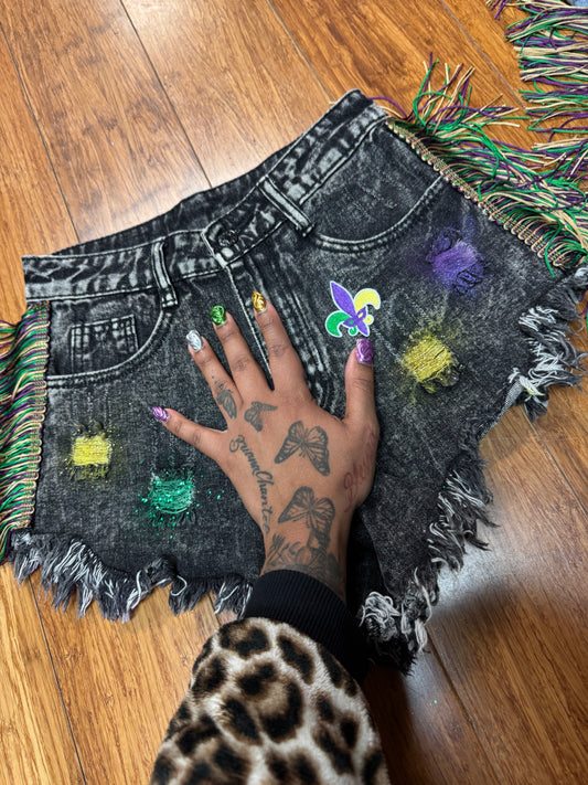 LAUGH NOW CRY LATER MARDI GRAS SHORTS