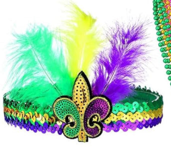 Mardi Gras Accessory for Women 1pcs Feather Headband Mardi Gras Outfits Belly Dance Hip Scarf Sequin Patrick's Day Outfits