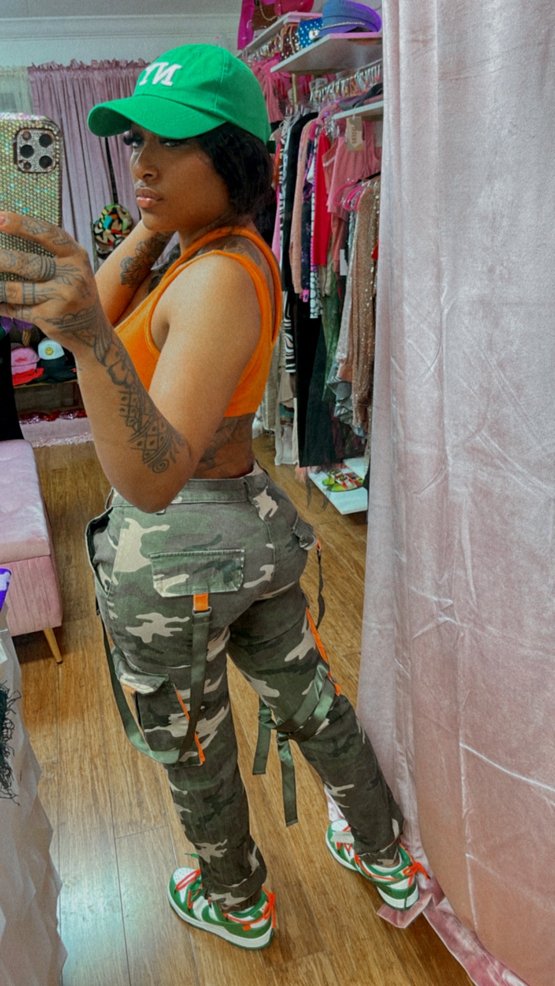 REDFOX STREETWEAR HIGH WAISTED CARGO PANTS