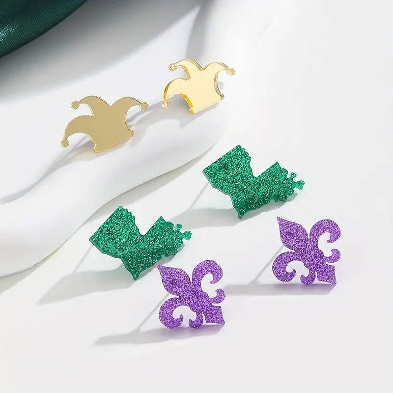 MARDI GRAS STUD EARRINGS JEWLERY ACCESSORIES