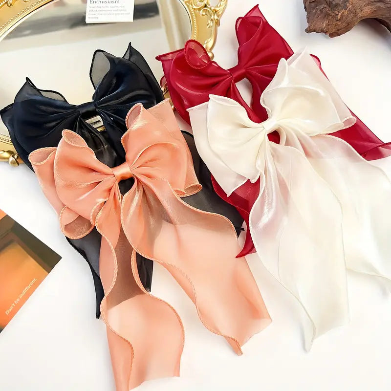 CHIFFON SHEER BOW HAIR CLIP ACCESSORIES