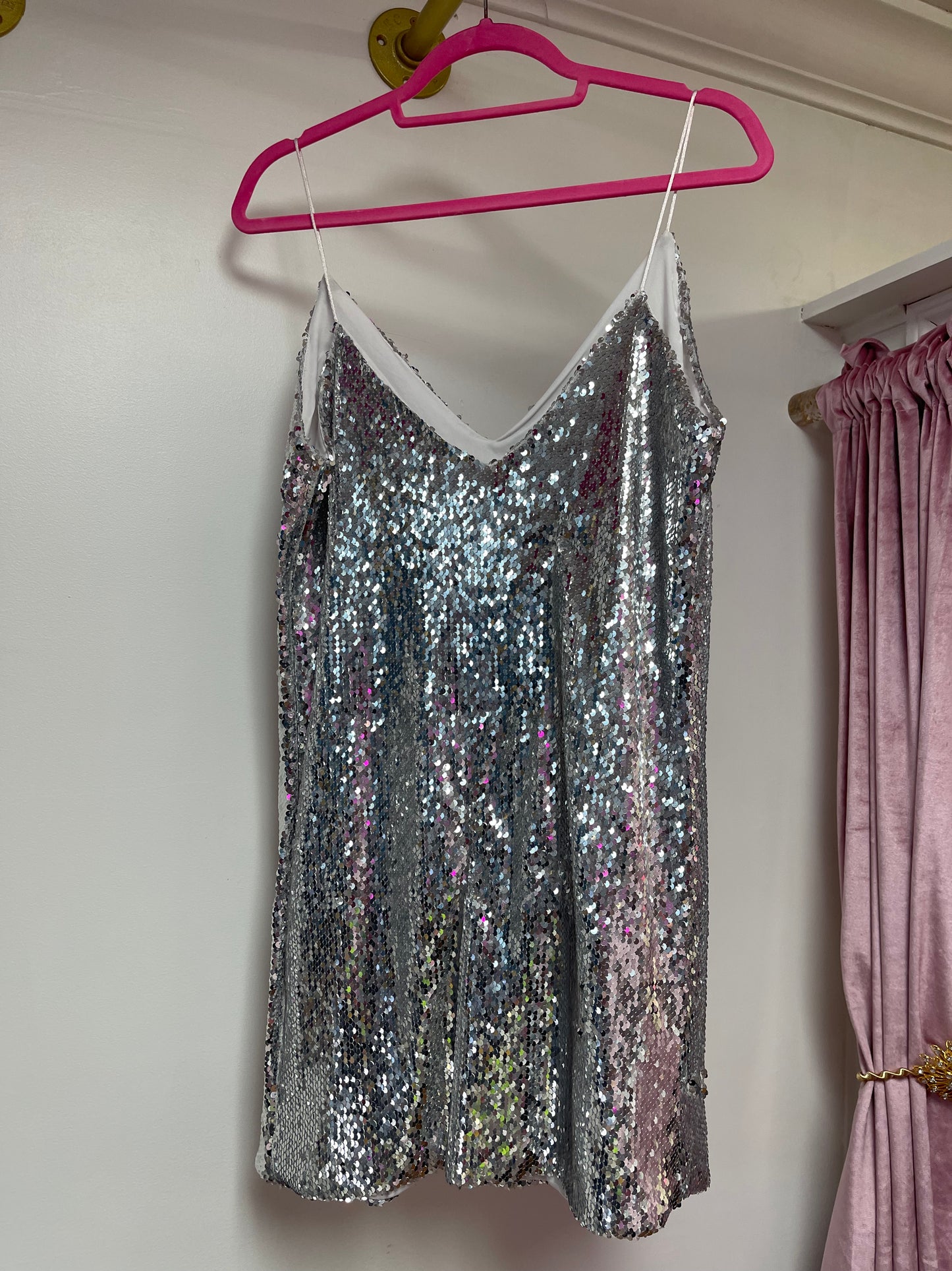 Womens V-Neck Sequin Dress