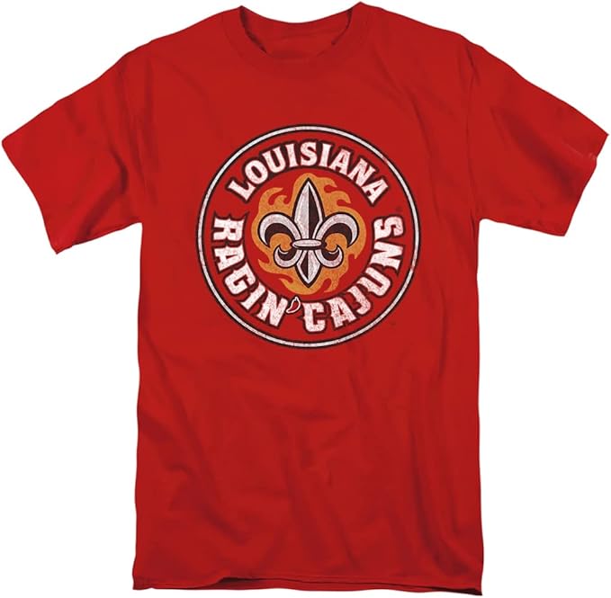 Custom Official Collegiate Distressed Logo Short Sleeve T Shirt Louisiana Lafayette Ragin' Cajuns Icon