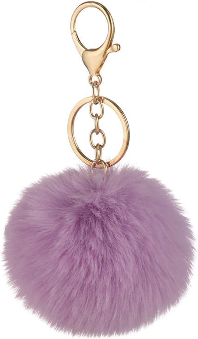 Pom Pom Keychains Colorful Faux Rabbit Fur Ball Keychain Car Key Ring Soft Plush Pompoms Handbag Keyring Charm