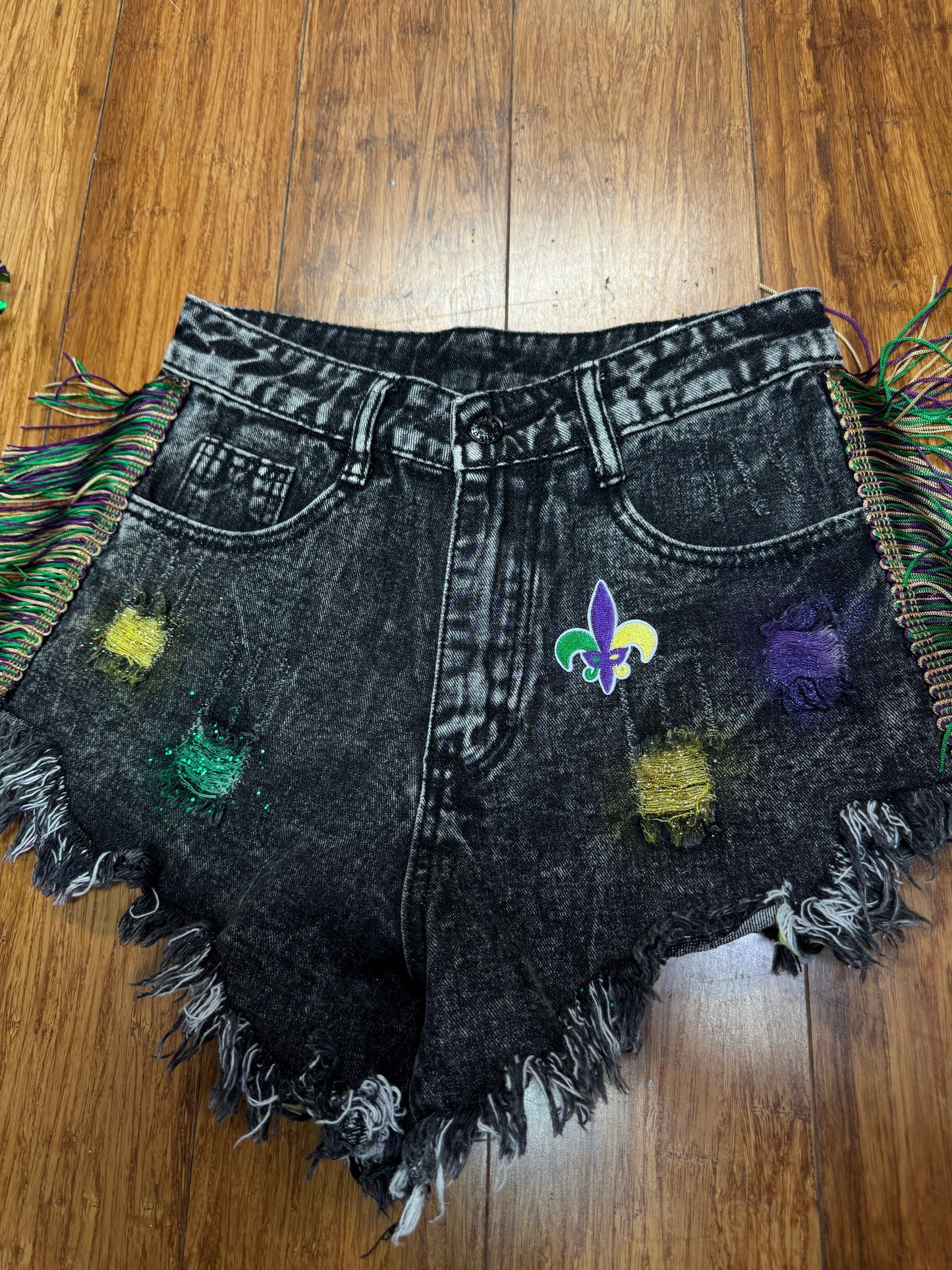 LAUGH NOW CRY LATER MARDI GRAS SHORTS