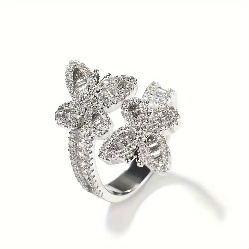 BUTTERFLY TWINS RHINESTONE RING