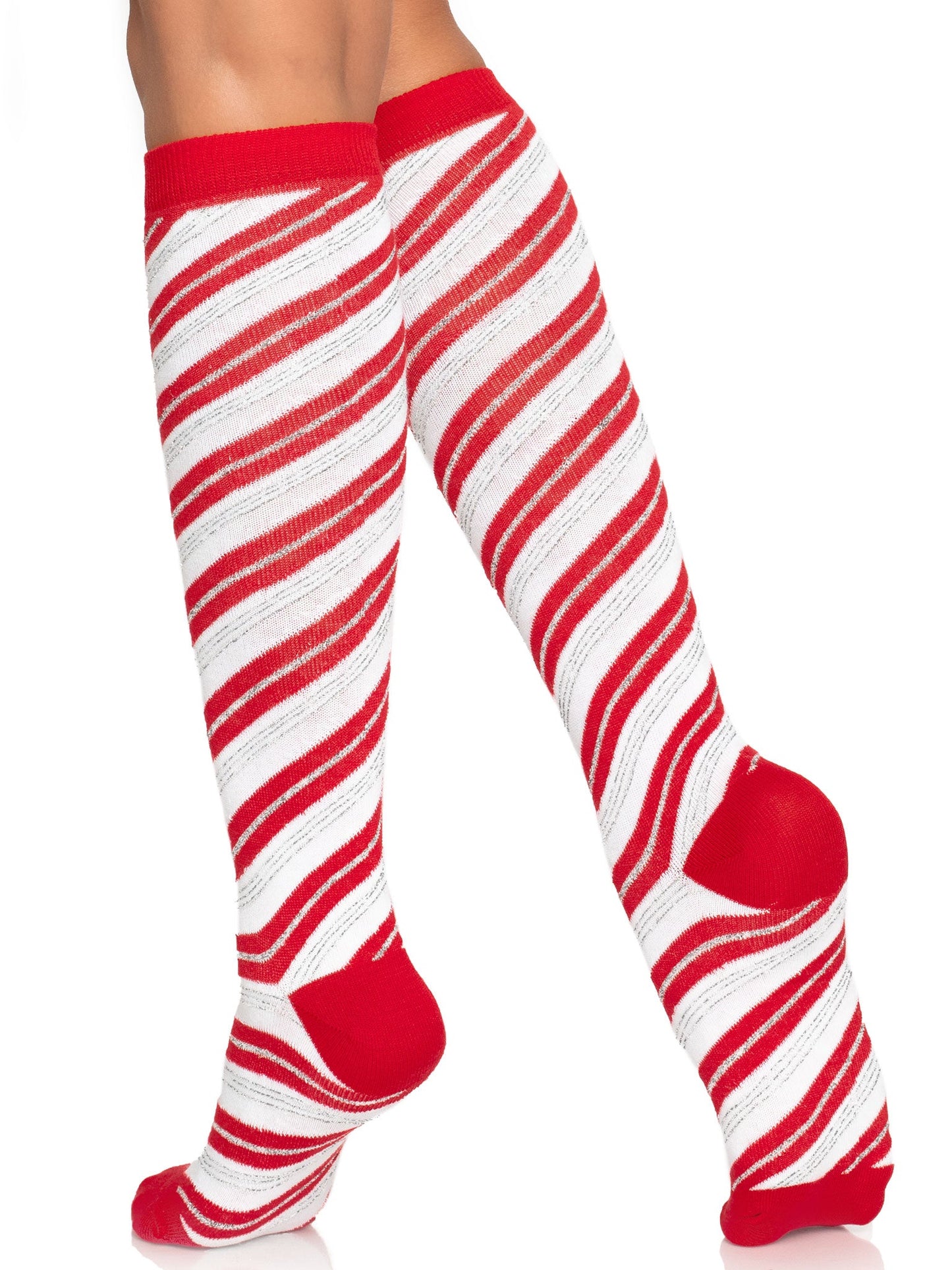 Krystal Candy Cane Knee Socks