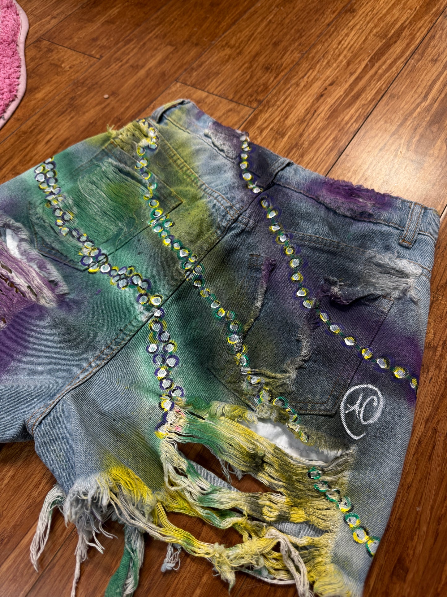 "PURELY AMAZING" CUSTOM MARDI GRAS SHORTS