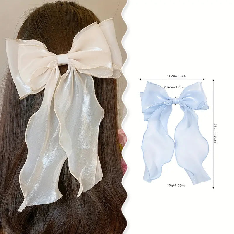 CHIFFON SHEER BOW HAIR CLIP ACCESSORIES