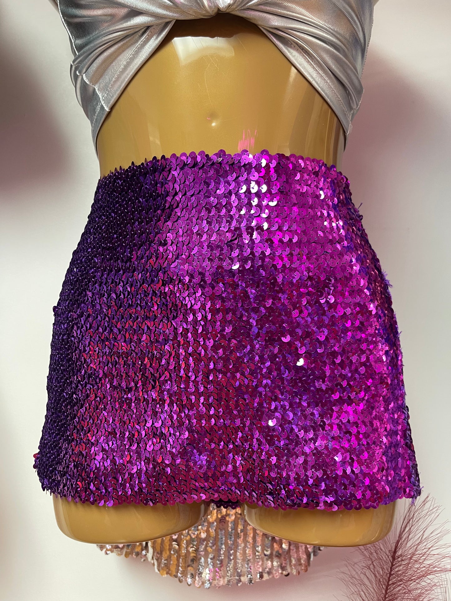 Womens Universal Sequin Mini Skirt or Crop Top