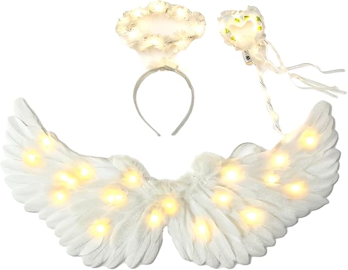 3 PCS KIDS ANGEL WINGS LIGHT UP COSTUME ACCESSORIES SET