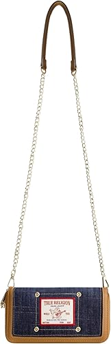 True Religion Women's Zip-Around Mini Wallet with Wrist Strap, Dark Denim, One Size