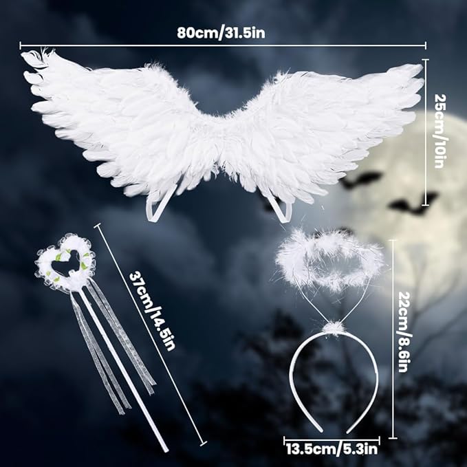 3 PCS KIDS ANGEL WINGS LIGHT UP COSTUME ACCESSORIES SET