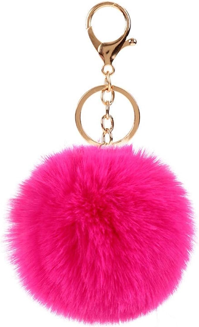 Pom Pom Keychains Colorful Faux Rabbit Fur Ball Keychain Car Key Ring Soft Plush Pompoms Handbag Keyring Charm