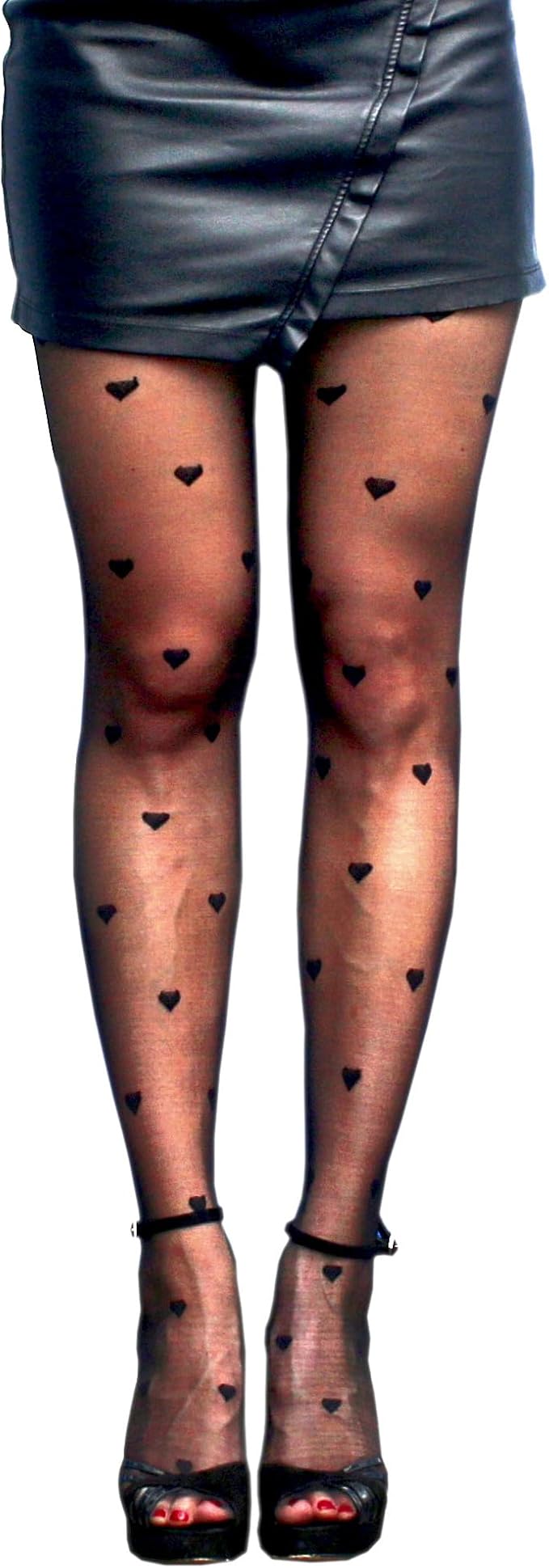 High Waist Heart Printed Sheer Tights Stockings