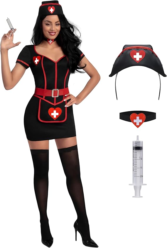 5 Pcs Halloween Woman Nurse Costume Set