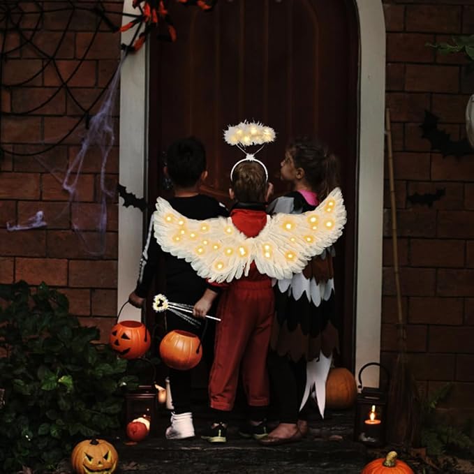 3 PCS KIDS ANGEL WINGS LIGHT UP COSTUME ACCESSORIES SET