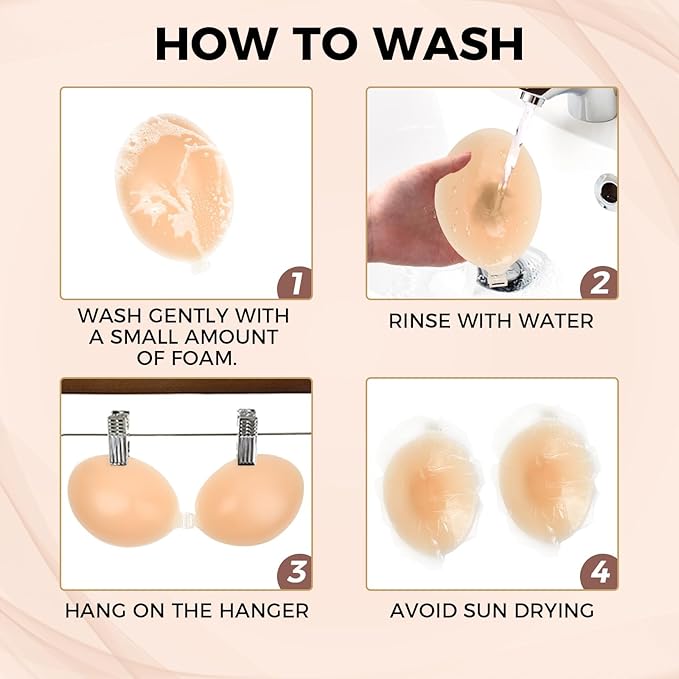 Strapless Sticky Adhesive Bra Invisible Push Up Reusable Silicone