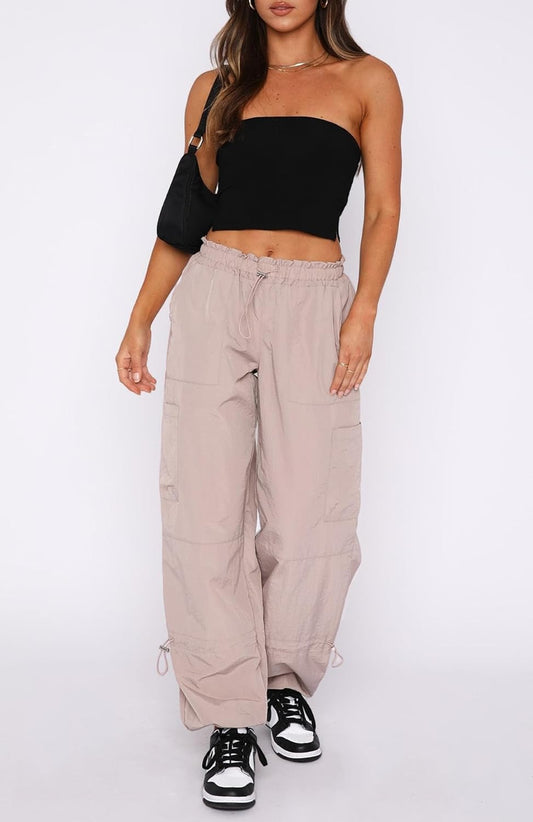 Parachute Pants for Women,Baggy Fit Cargo Pants with Pockets