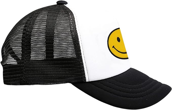 Trucker Hats Retro Mesh Baseball Cap with Smile Embroidery Patch Foam Neon High Crown for Women and Men Unisex