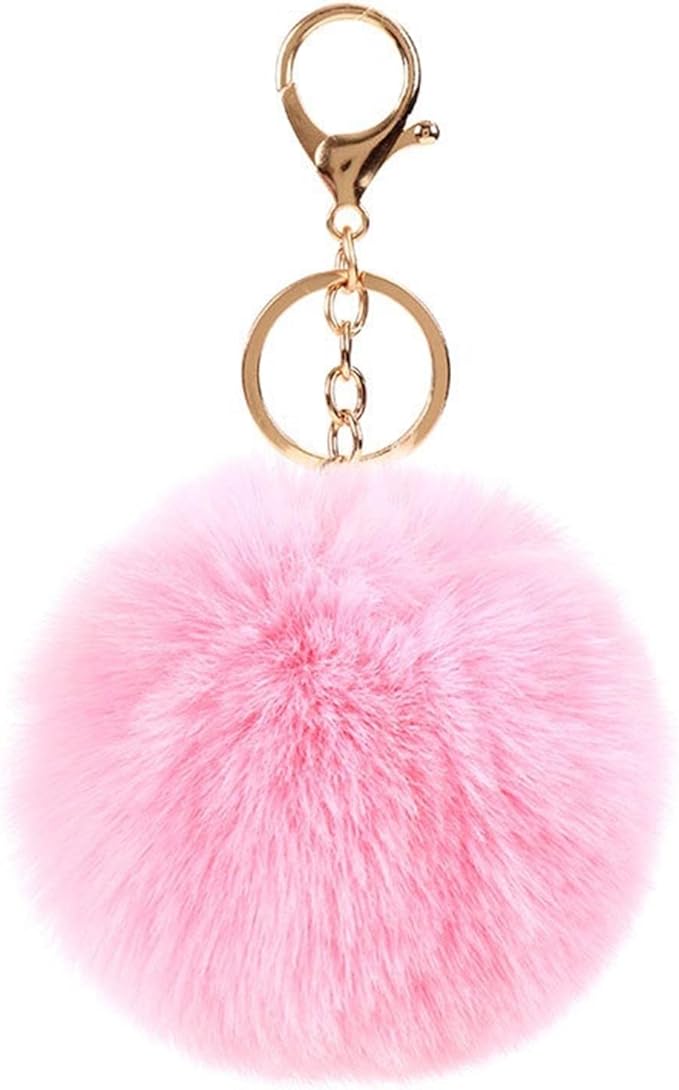 Pom Pom Keychains Colorful Faux Rabbit Fur Ball Keychain Car Key Ring Soft Plush Pompoms Handbag Keyring Charm