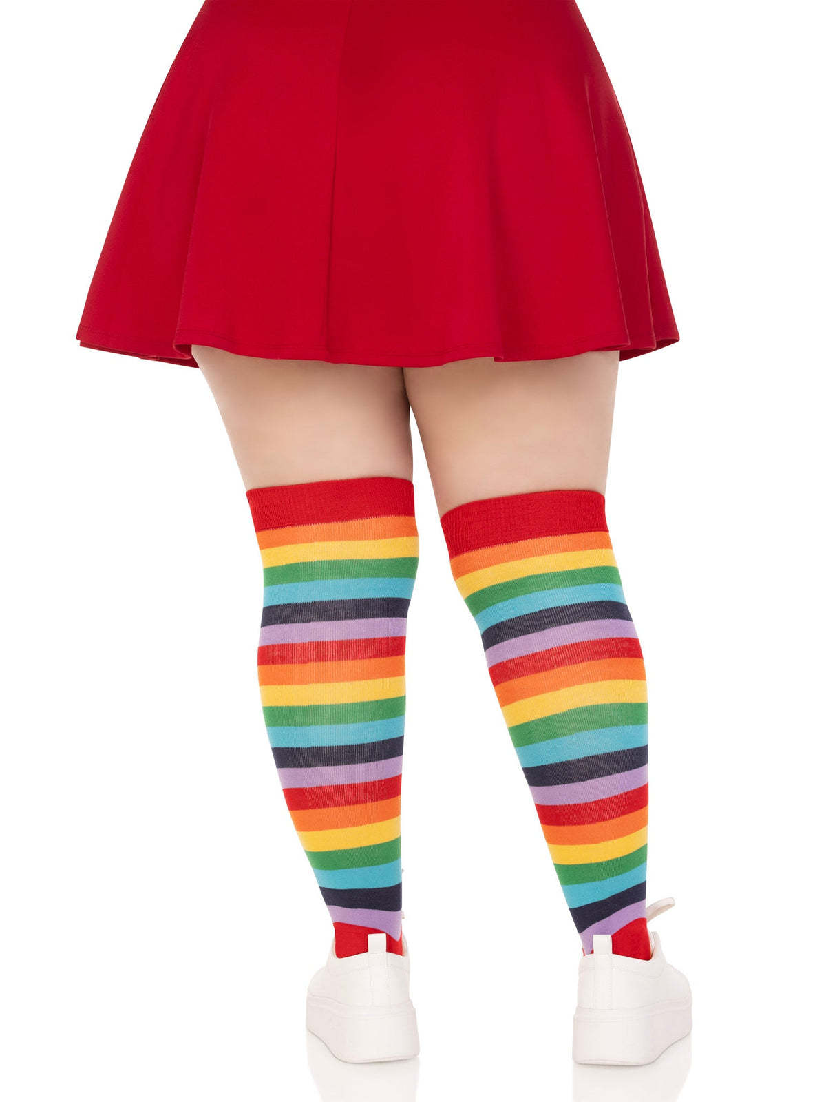 Cherry Rainbow Thigh High Socks