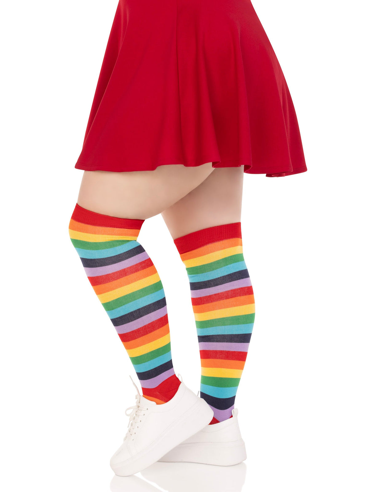 Cherry Rainbow Thigh High Socks