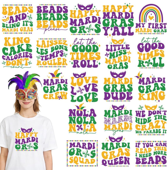 MARDI GRAS DTF TRANSFER GRAPHIC T-SHIRT (PRE-ORDER)