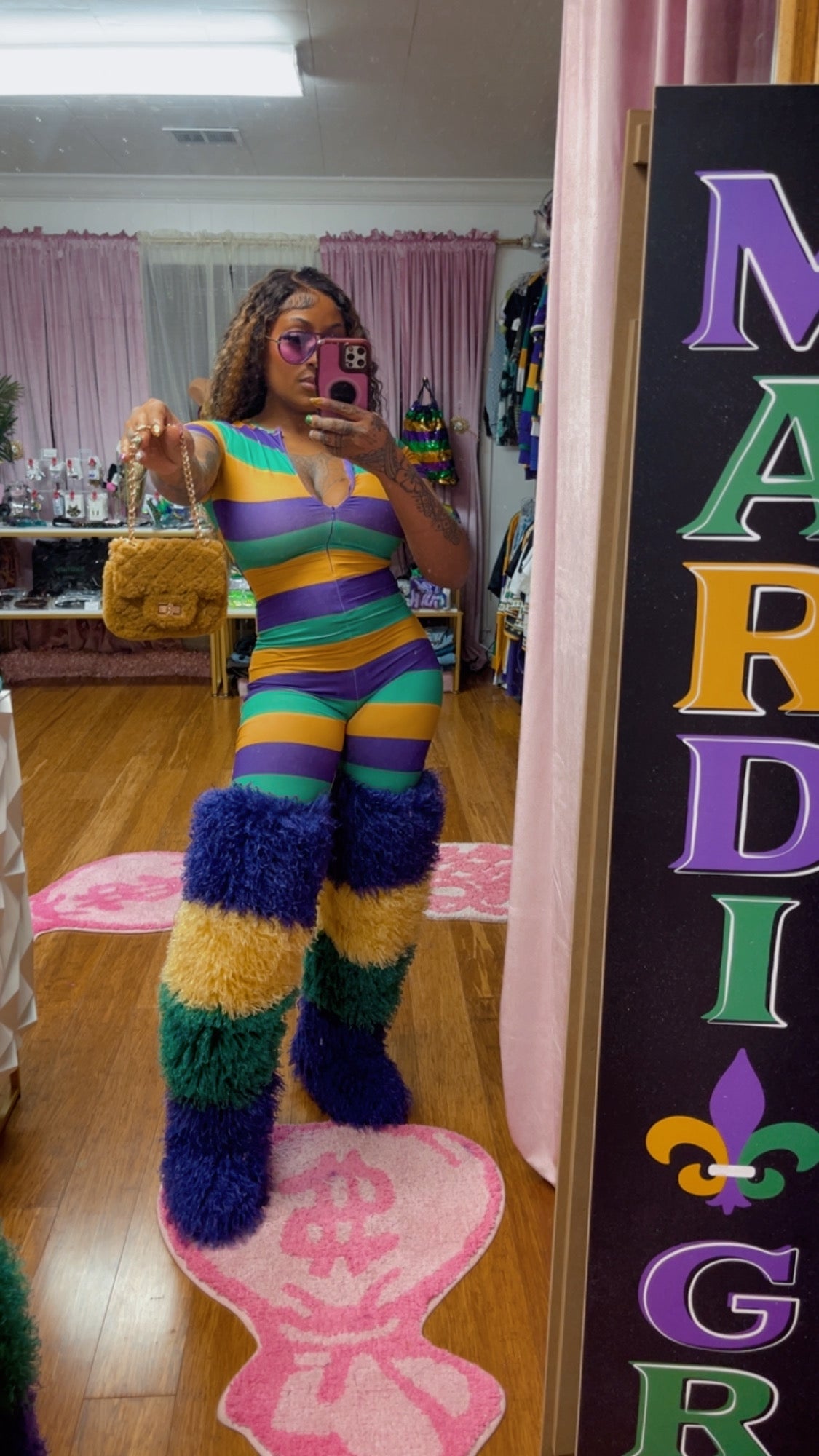 MARDI GRAS SHORT SLEEVE ONE PIECE ROMPER