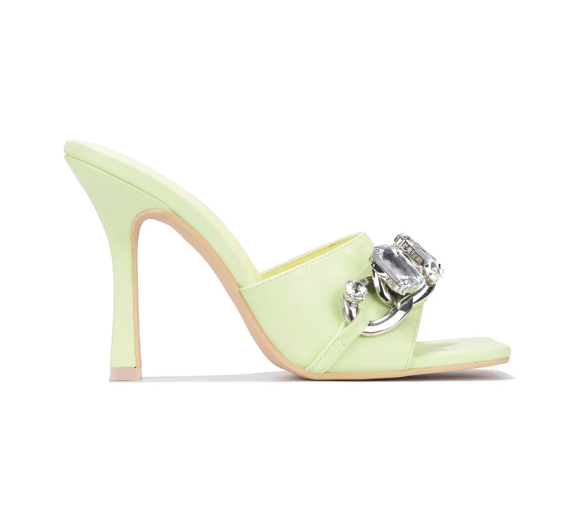 Cape Robbin Brekken Chain Mule Heels -LIME