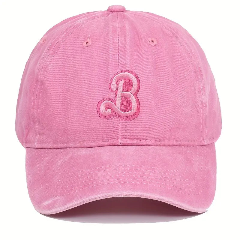 B Letter Embroidered Baseball Cap Solid Color Washed Distressed Dad Hats Lightweight Adjustable Sun Hat For Women Girls